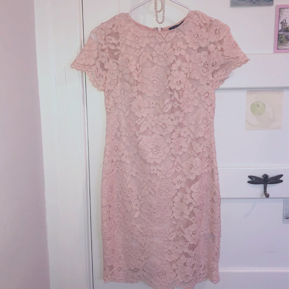Lauren Ralph Lauren Pink Floral Lace Dress size 4P